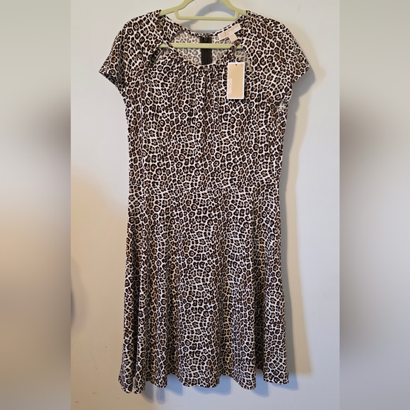 NWT Michael Kors Leopard Print Women's Dress Size Large - Picture 1 of 9